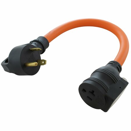 AC WORKS 1.5FT 30A RV Trailer TT-30P Plug to 15/20A T-Blade Home Outlet with 20A Breaker TTCB520
